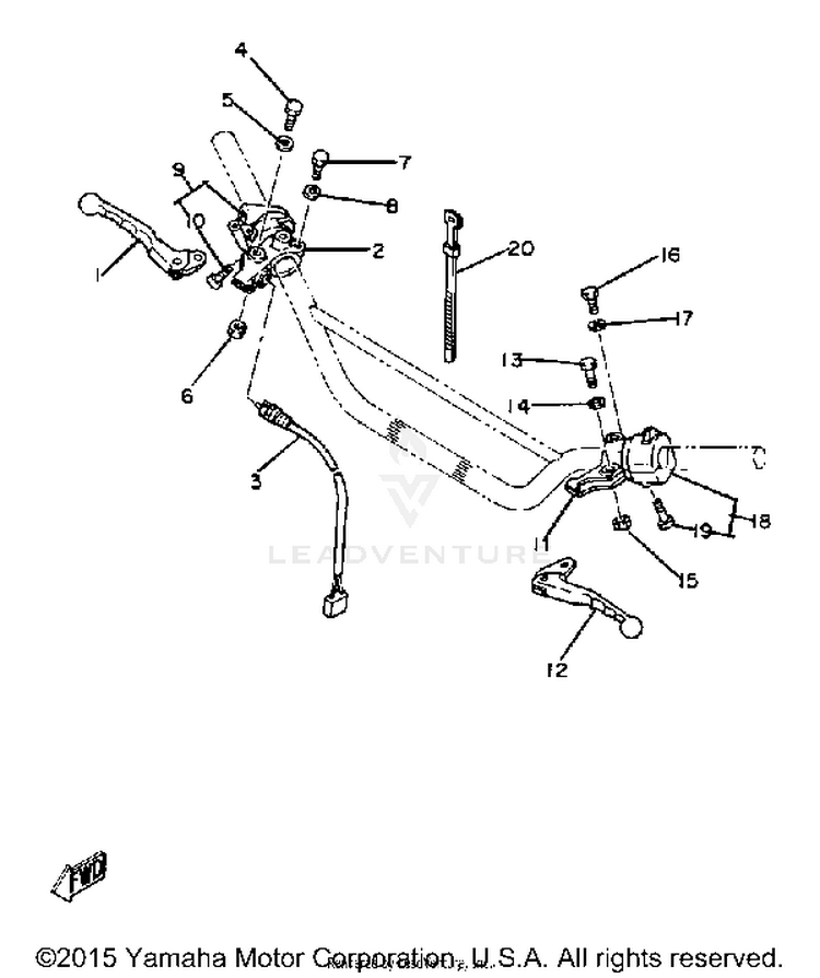 Handle Switch Lever XT250H - 1981 Schematic