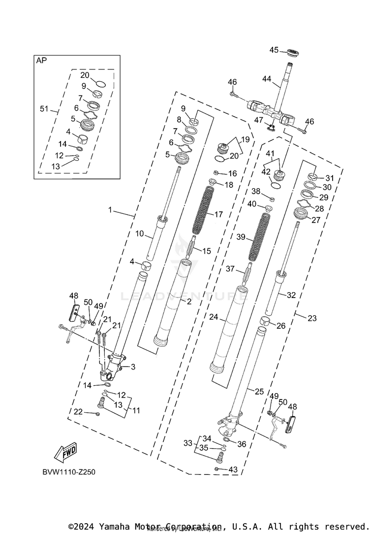 Front Fork TENERE 700 - XTZ7RB - 2024 Schematic