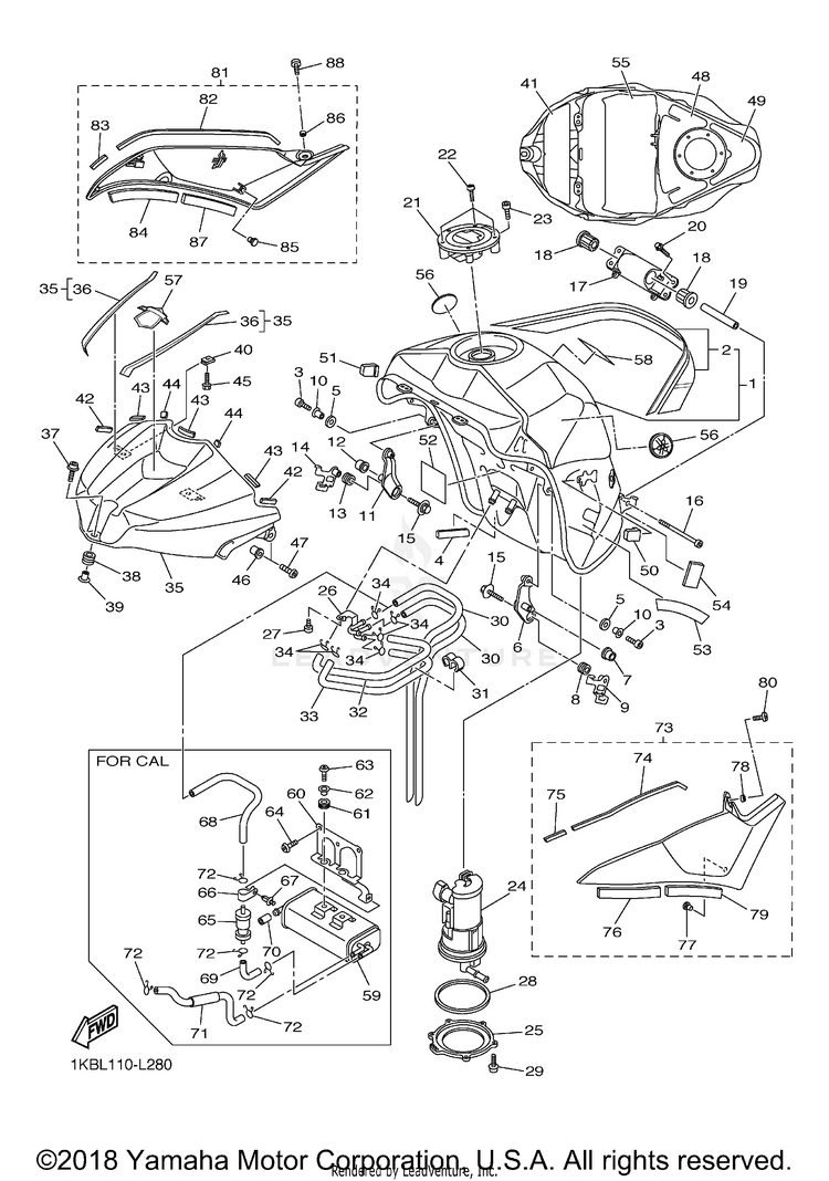 Fuel Tank YZFR1 WORLD GP 50TH - YZFR1BCGP - 2012 Schematic