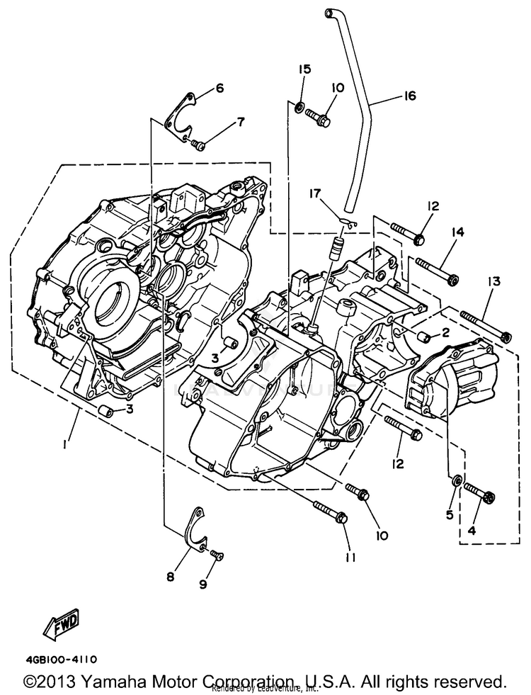 Crankcase BIG BEAR 2WD - YFM350UH - 1996 Schematic