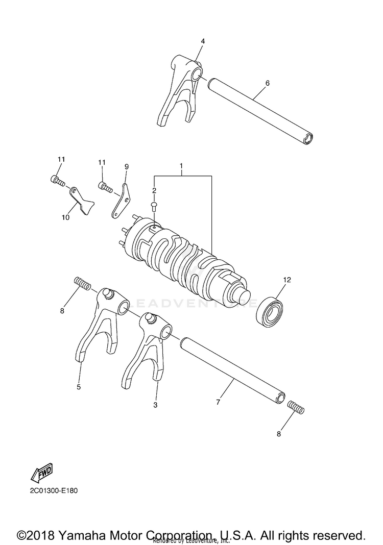 Shift Cam Fork YZFR6 - YZFR6GCGY - 2016 Schematic