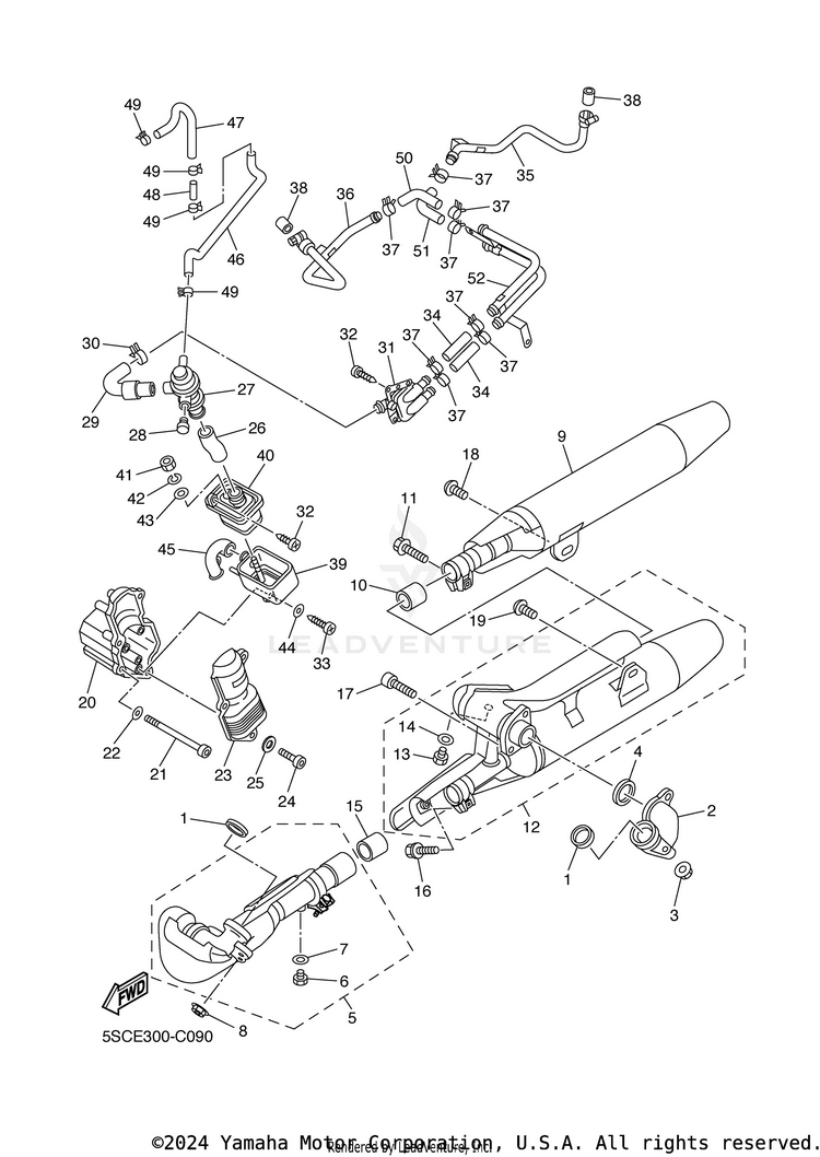 Exhaust V STAR 650 SILVERADO - XVS65ATYCB - 2009 Schematic
