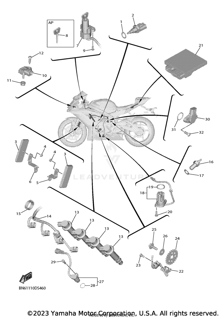 Electrical 1 YZFR6 - YZFR6L1CB - 2020 Schematic