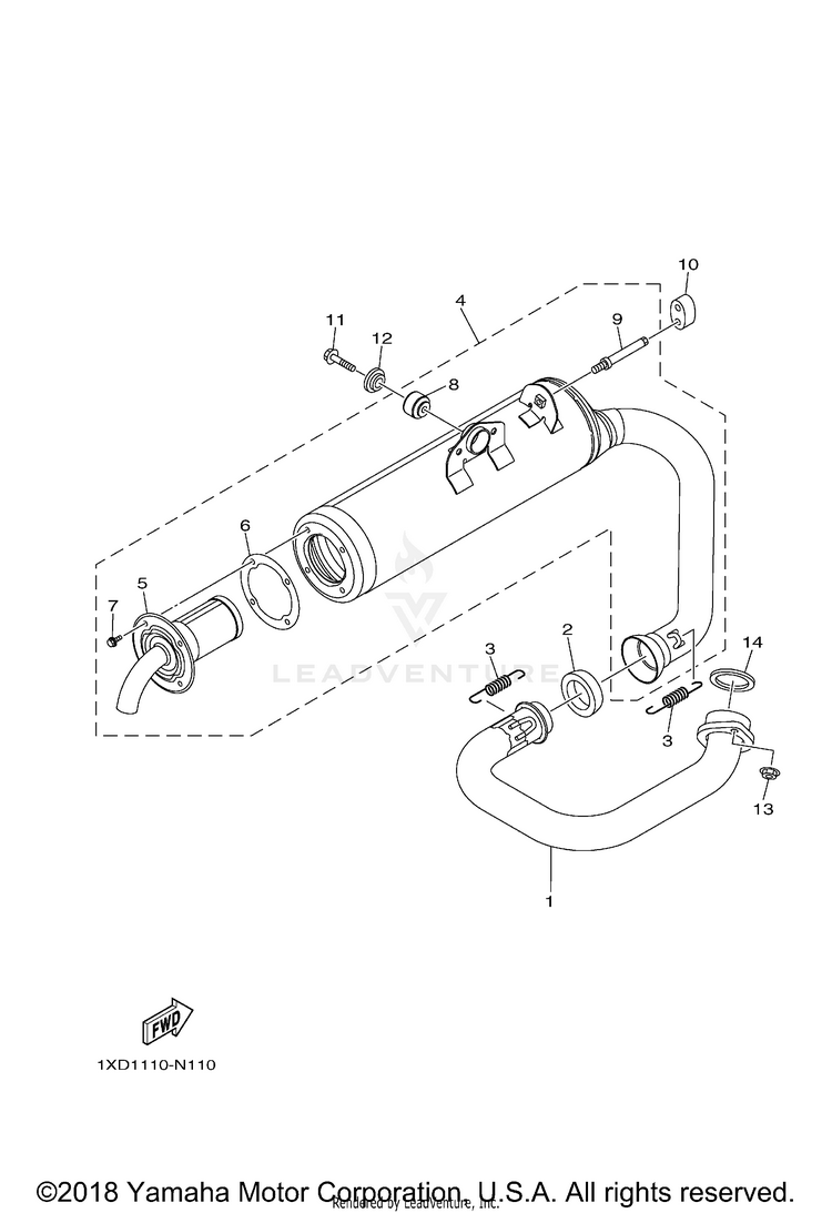 Exhaust VIKING HUNTER - YXM700DHFH - 2015 Schematic