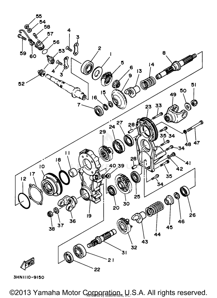 Middle Drive Gear KODIAK 4WD - YFM400FWJ - 1997 Schematic