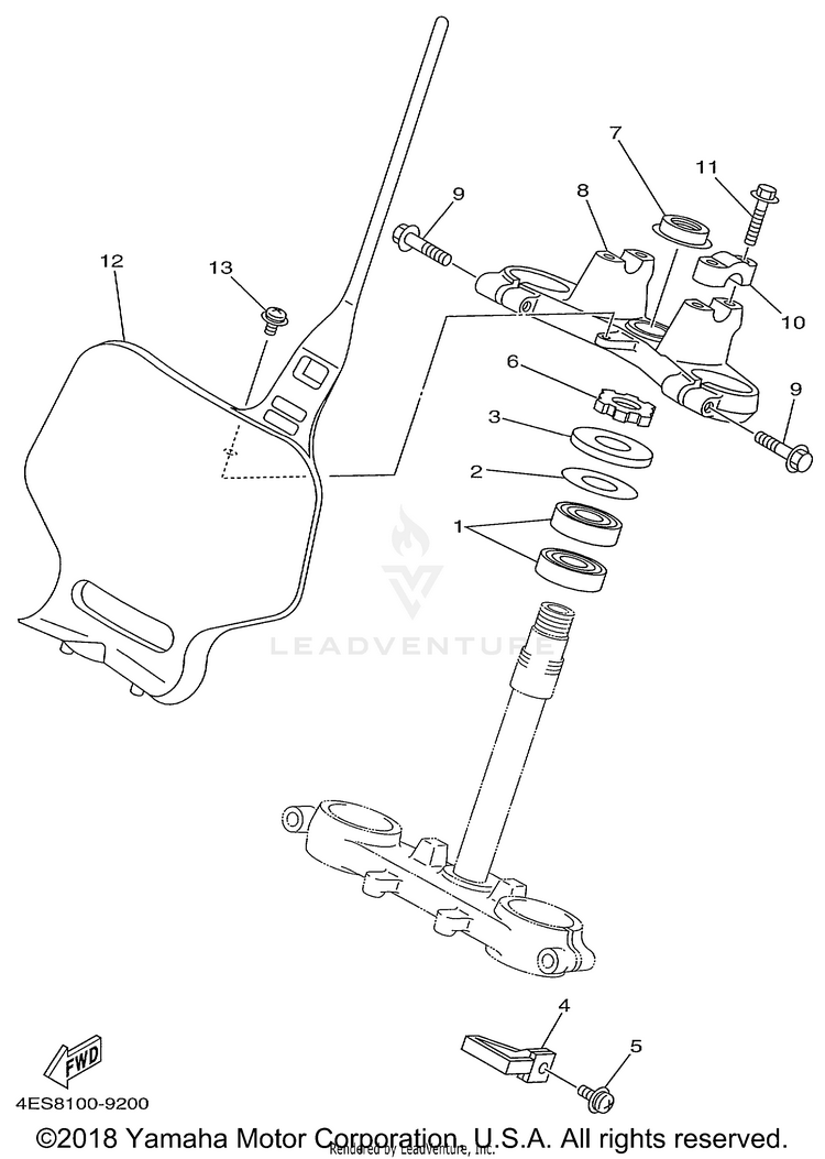 Steering YZ80 - YZ80L1 - 1999 Schematic