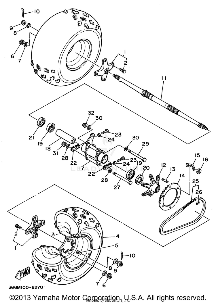 Rear Wheel BANSHEE - YFZ350H - 1996 Schematic
