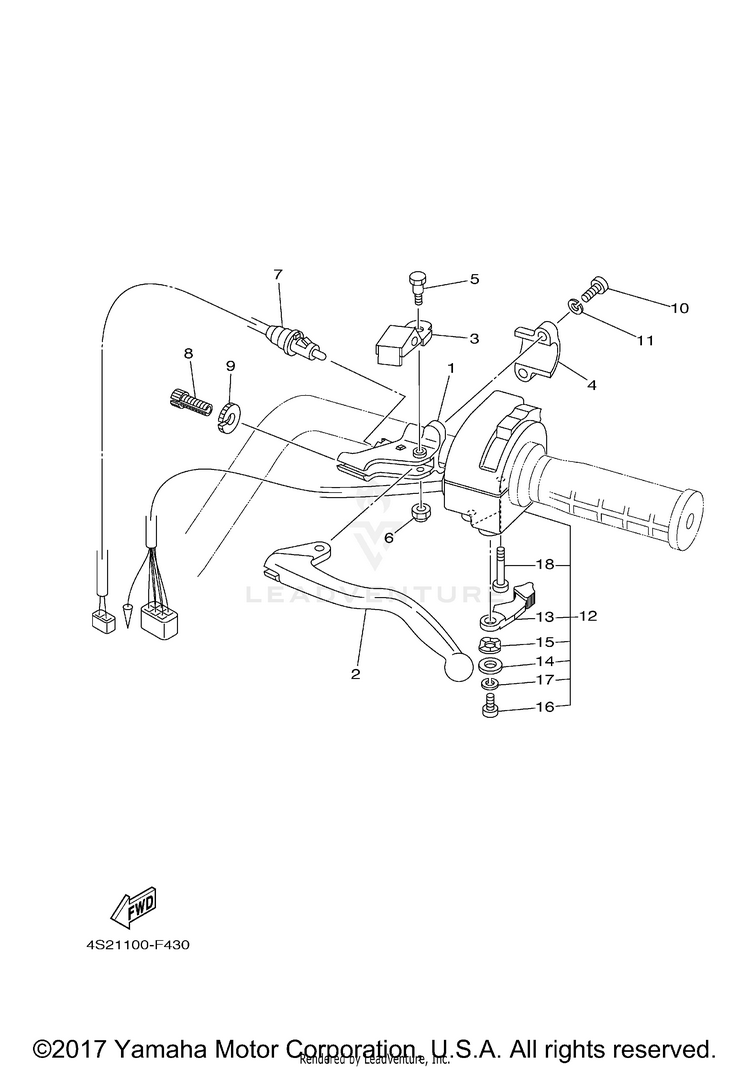 Handle Switch Lever GRIZZLY 350 IRS 4WD - YFM35FGIYB - 2009 Schematic