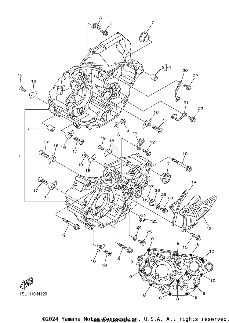 Crankcase YZ450F - YZ450FFL - 2015 Schematic