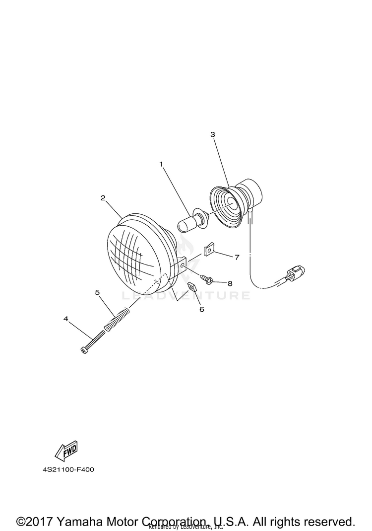 Headlight GRIZZLY 350 IRS 4WD - YFM35FGIZG - 2010 Schematic