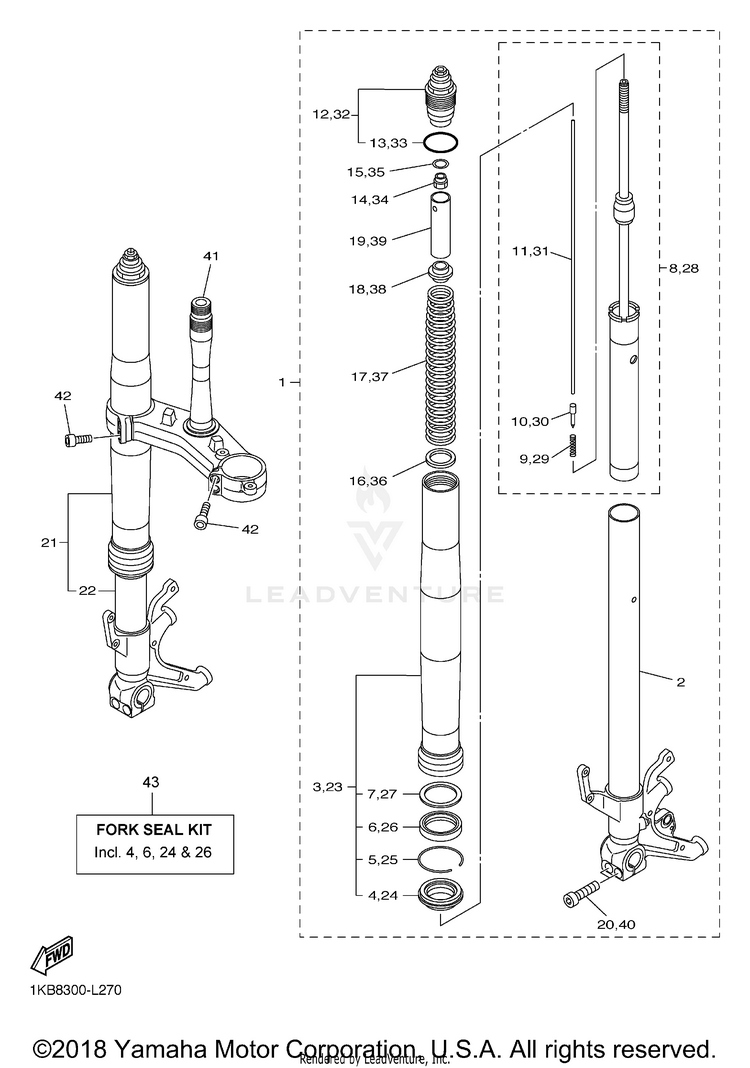 Front Fork YZFR1 WORLD GP 50TH - YZFR1BCGP - 2012 Schematic