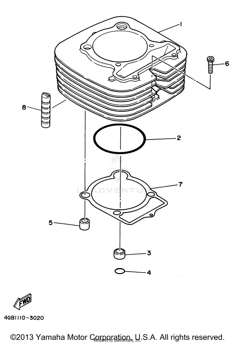 Cylinder KODIAK 4WD - YFM400FWG - 1995 Schematic