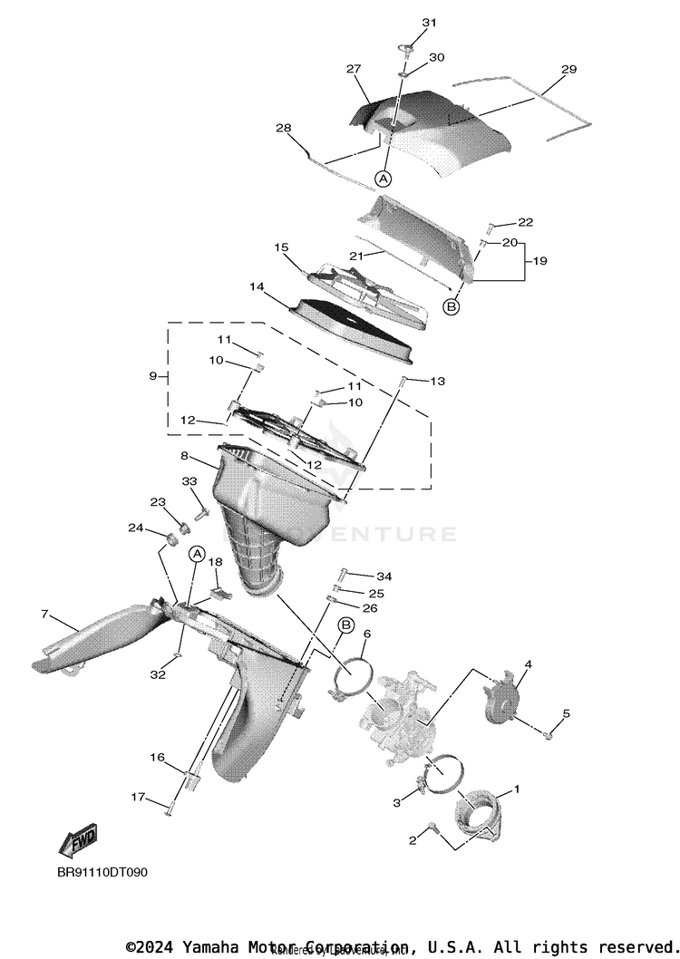Intake YZ450F - YZ450FJL - 2018 Schematic