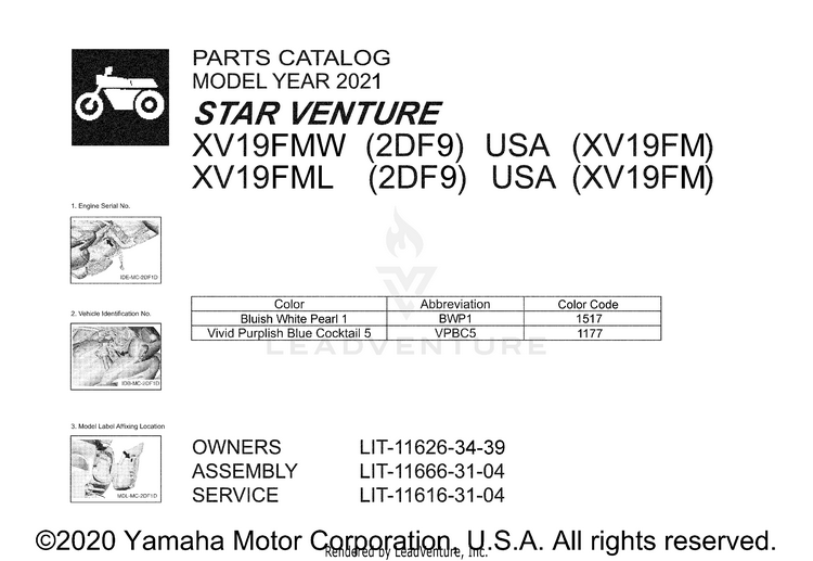1 Title Page STAR VENTURE - XV19FML - 2021 Schematic