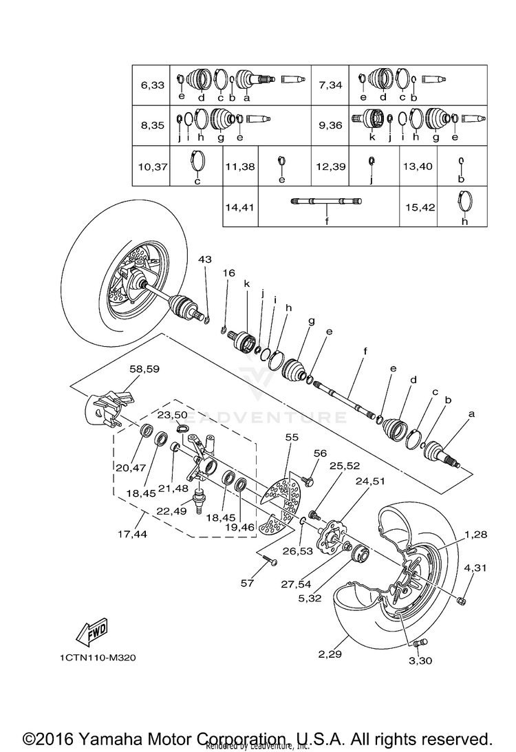 Front Wheel GRIZZLY 450 4WD - YFM45FGDGR - 2013 Schematic