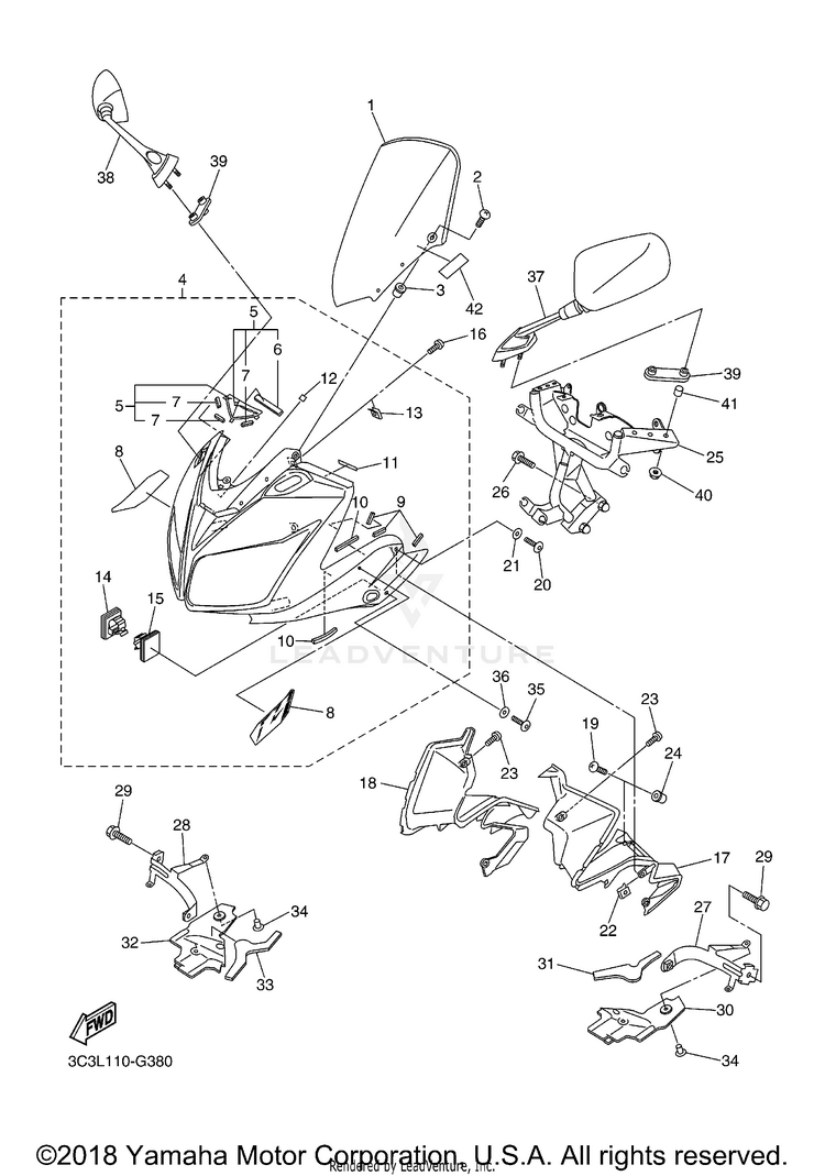 Cowling 1 FZ1 - FZS10ZCB - 2010 Schematic