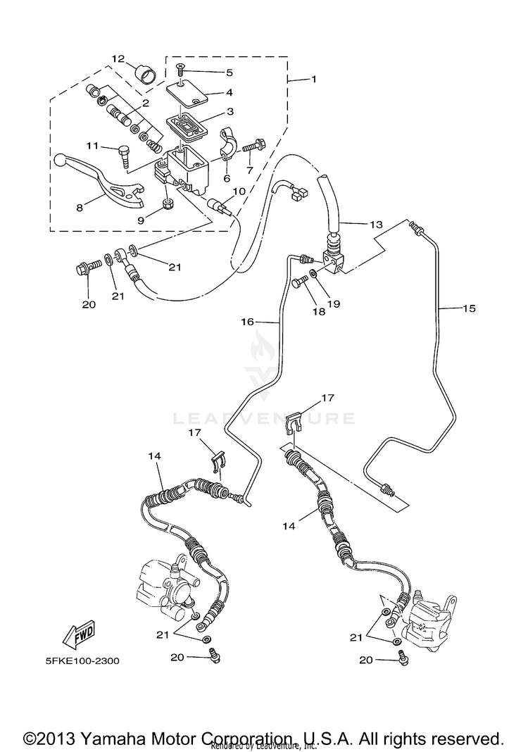 Front Master Cylinder BANSHEE - YFZ350R - 2003 Schematic