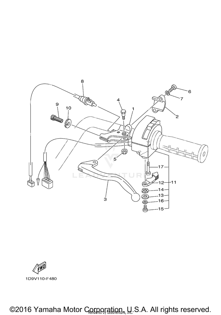 Handle Switch Lever GRIZZLY 450 SPECIAL SILVER EDITION - YFM45FGSEW - 2007 Schematic