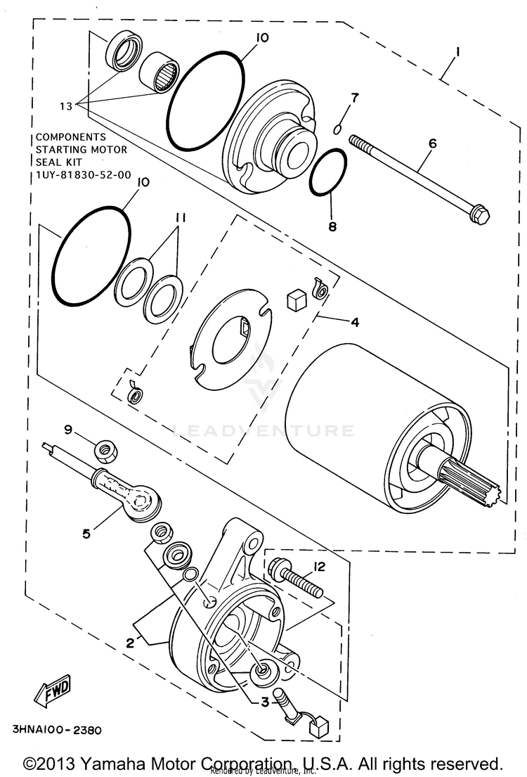 Starting Motor KODIAK 4WD - YFM400FWG_ - 1995 Schematic