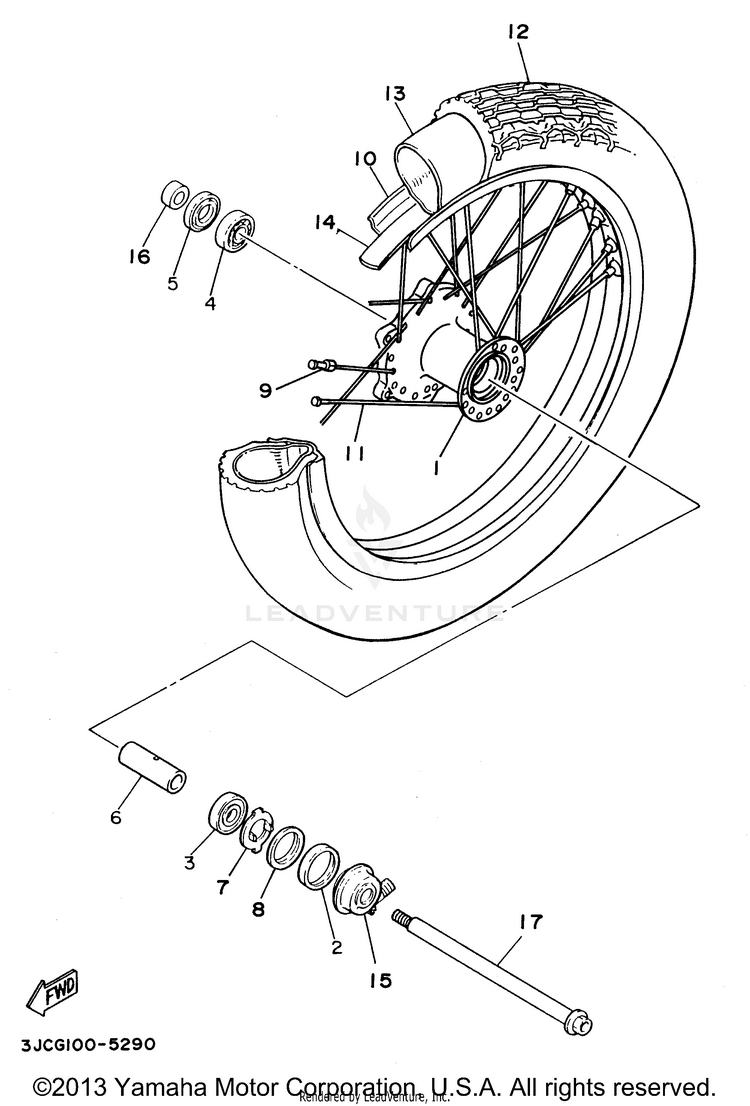 Front Wheel VIRAGO 535 - XV535HC - 1996 Schematic