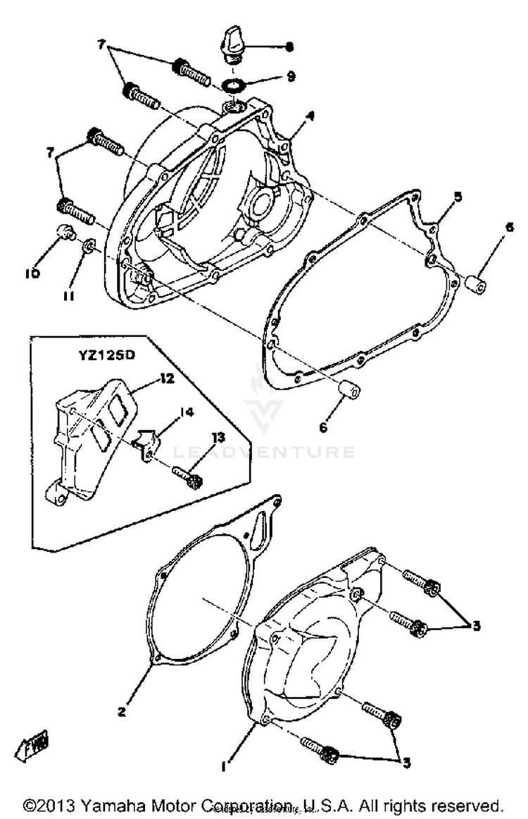Crankcase Cover Yz125c - D Schematic