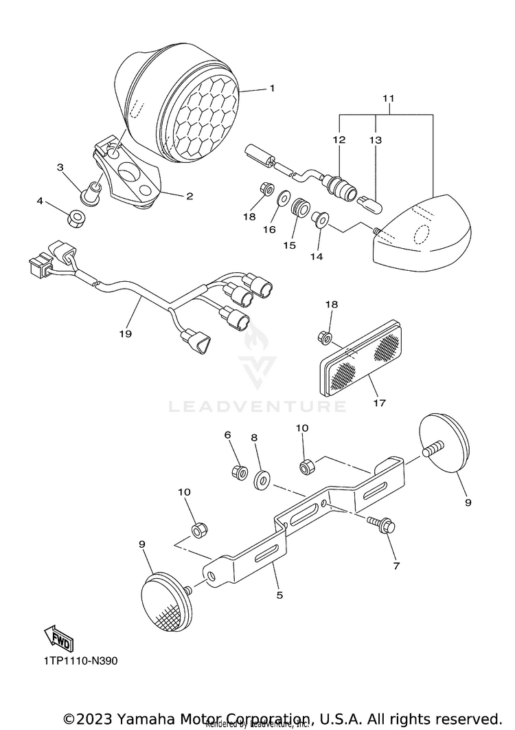 Taillight BOLT R SPEC CA - XVS95CFCB - 2015 Schematic