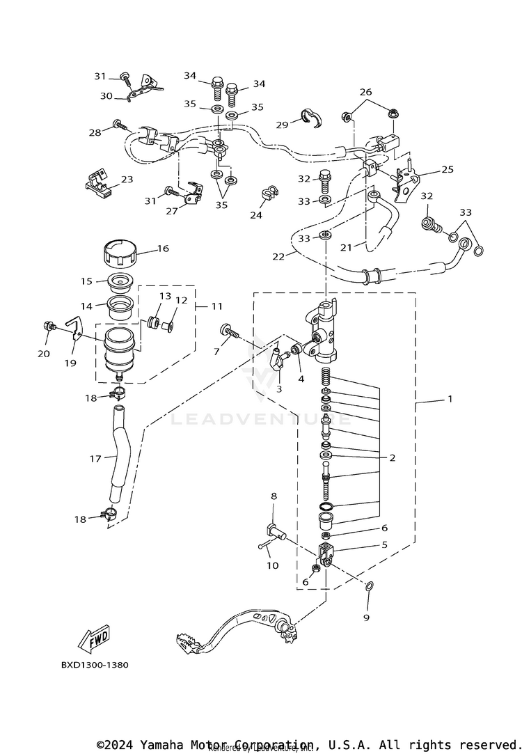 Rear Master Cylinder TENERE 700 WORLD RAI - XTZ7WRTCB - 2026 Schematic