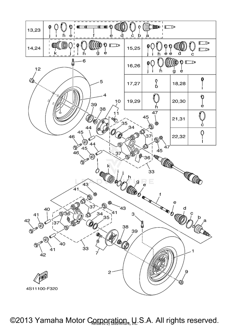 Rear Wheel BIG BEAR 400 4WD IRS  - YFM40FBW - 2007 Schematic