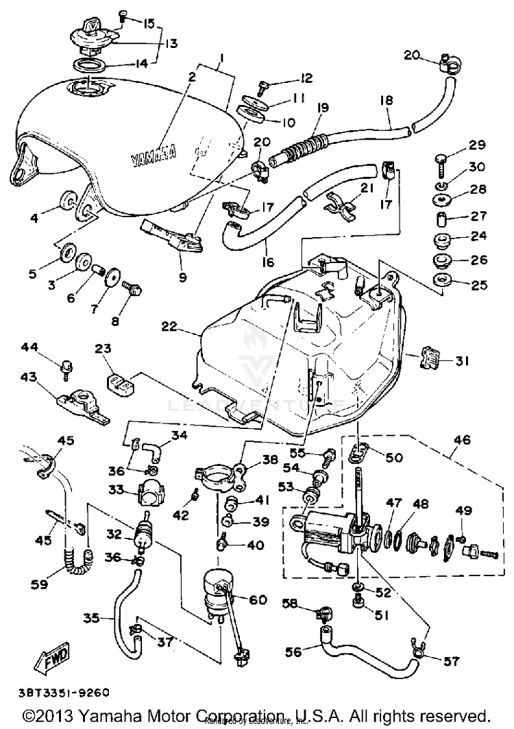 Fuel Tank California Model Only Schematic