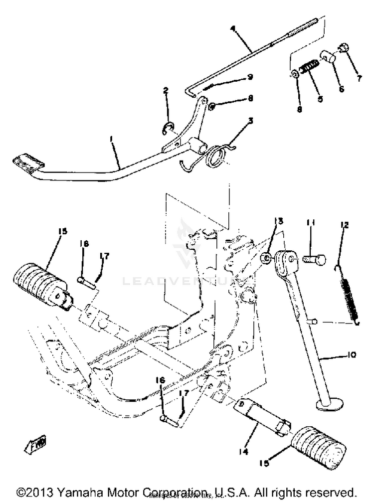 Stand - Footrest - Brake Pedal GT80C - 1976 Schematic