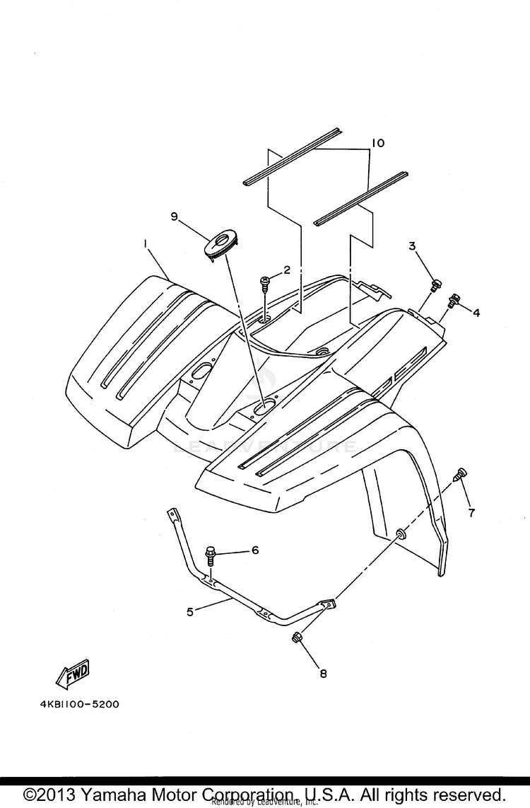 Front Fender WOLVERINE 4WD - YFM350FXH_ - 1996 Schematic