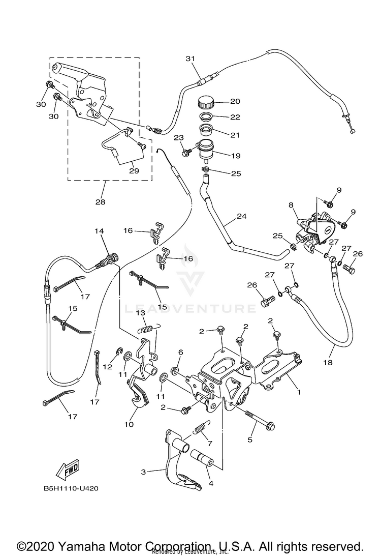 Pedal Wire YXZ1000R SS SE CAL - YXZ10YCCMW - 2021 Schematic