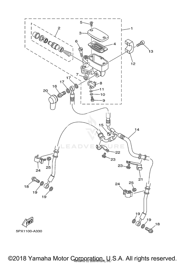 Front Master Cylinder XV1700 ROAD STAR WARRIOR (CA Ed.) - XV1700PCRC-B - 2003 Schematic
