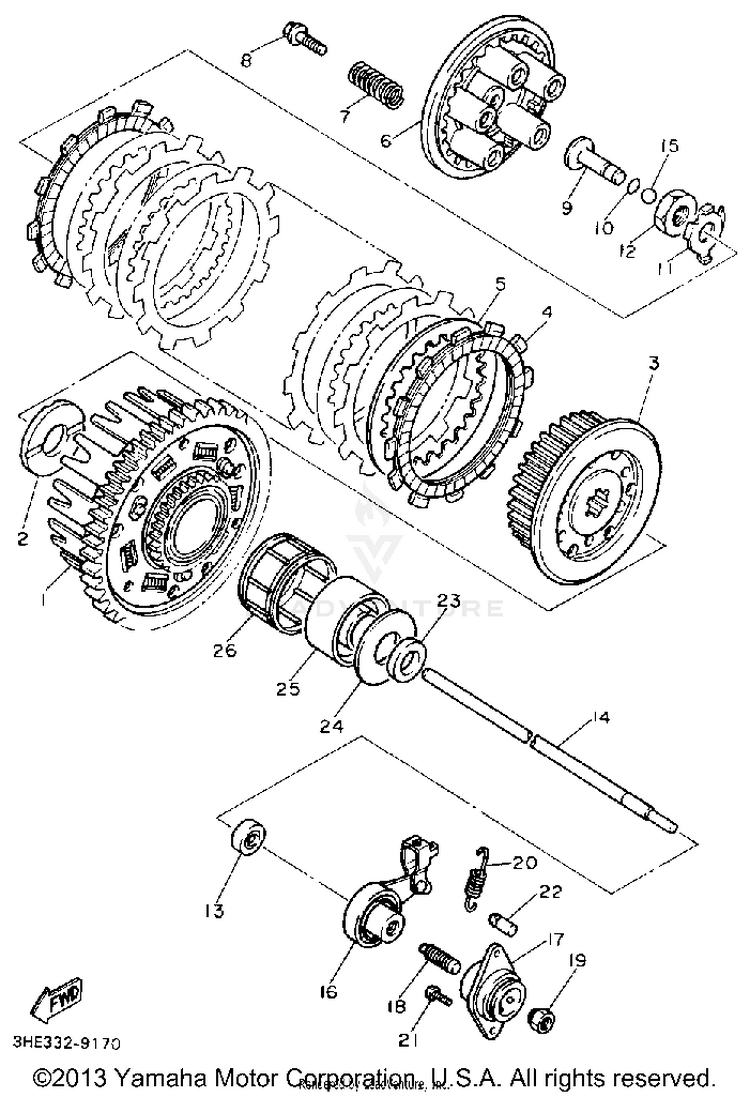 Clutch FZR600RAC - 1990 Schematic