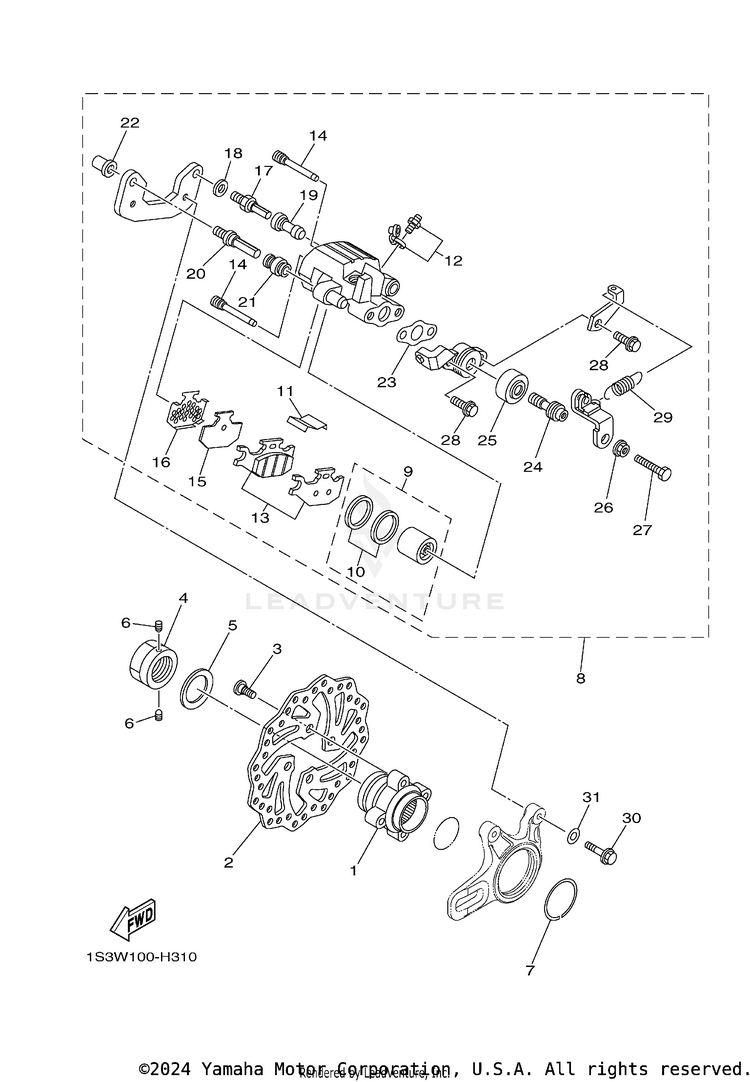 Rear Brake Caliper RAPTOR 700 SPECIAL EDITION - YFM70RSEY - 2009 Schematic