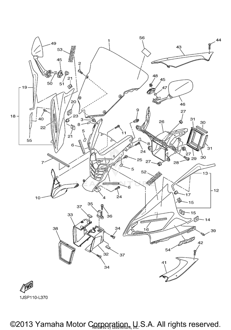 Cowling 1 YZFR6 WORLD GP 50TH ANNIVERSARY - YZFR6BCGP - 2012 Schematic