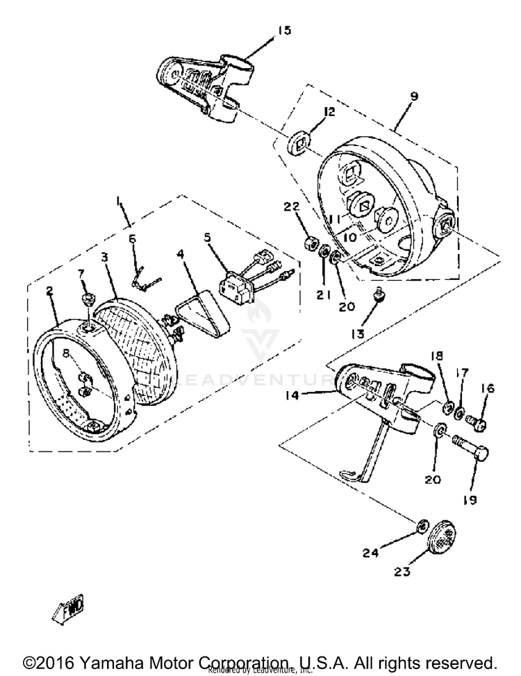 Headlight XT250 - XT250H_198 - 1981 Schematic