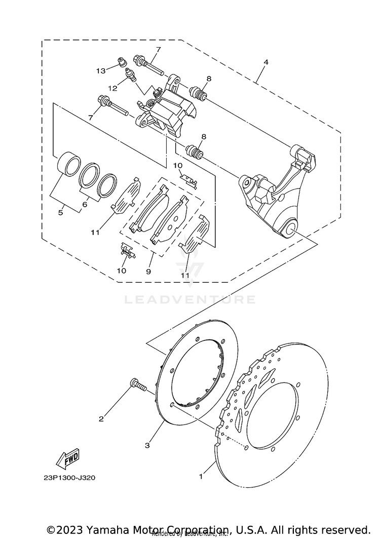 Rear Brake Caliper Schematic
