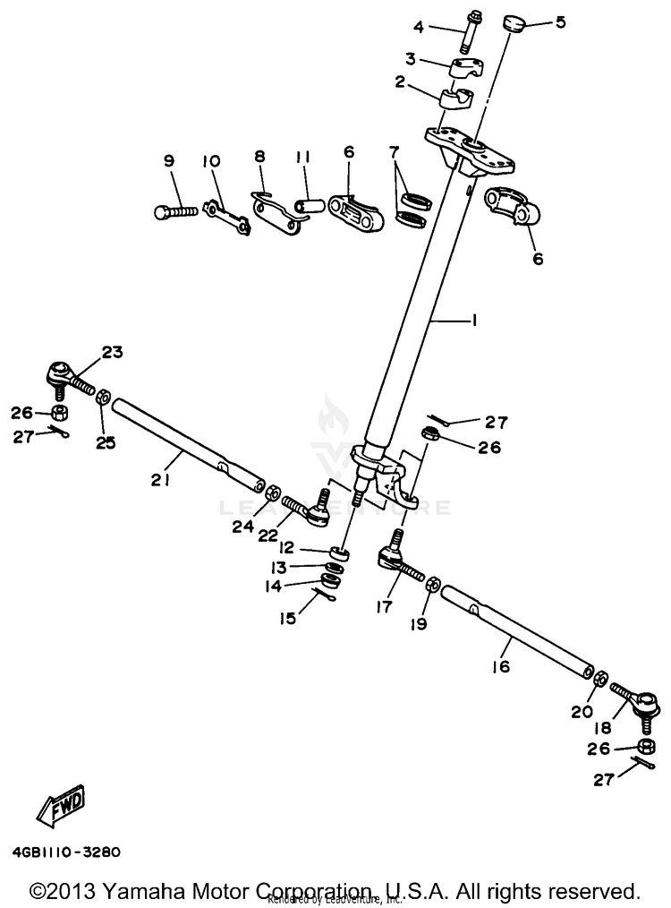 Steering KODIAK 4WD - YFM400FWH - 1996 Schematic