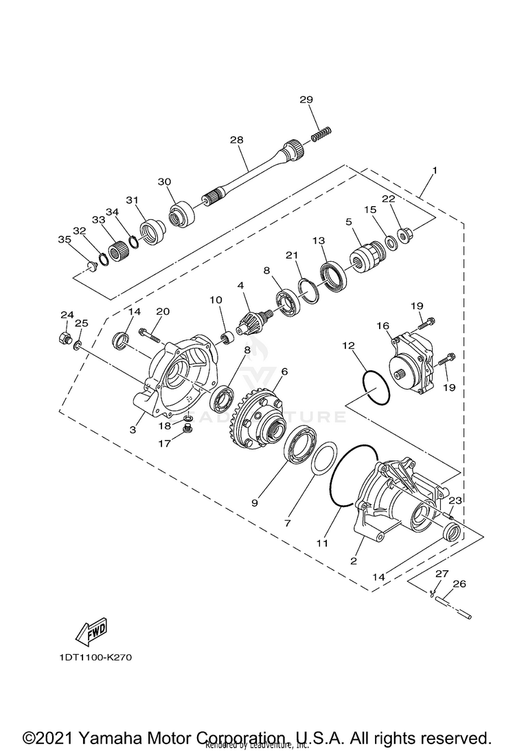 Front Differential KODIAK 700 EPS - YFM70KPANG - 2022 Schematic
