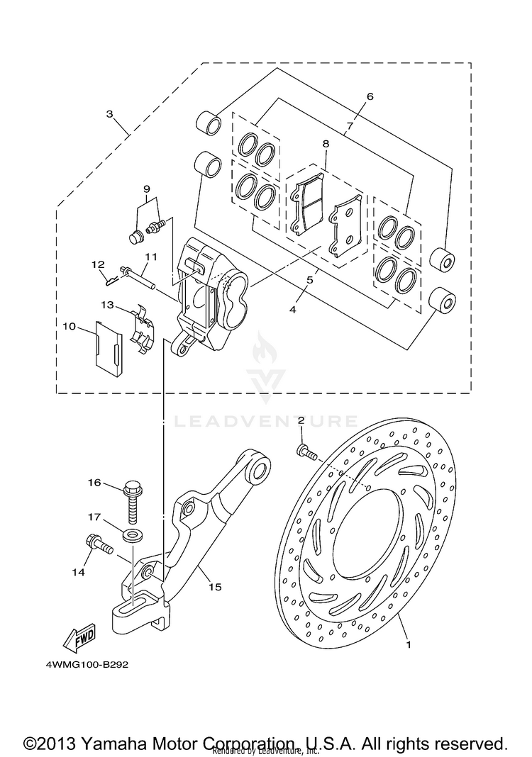 Rear Brake Caliper ROAD STAR CAST CA - XV17AWVC - 2006 Schematic