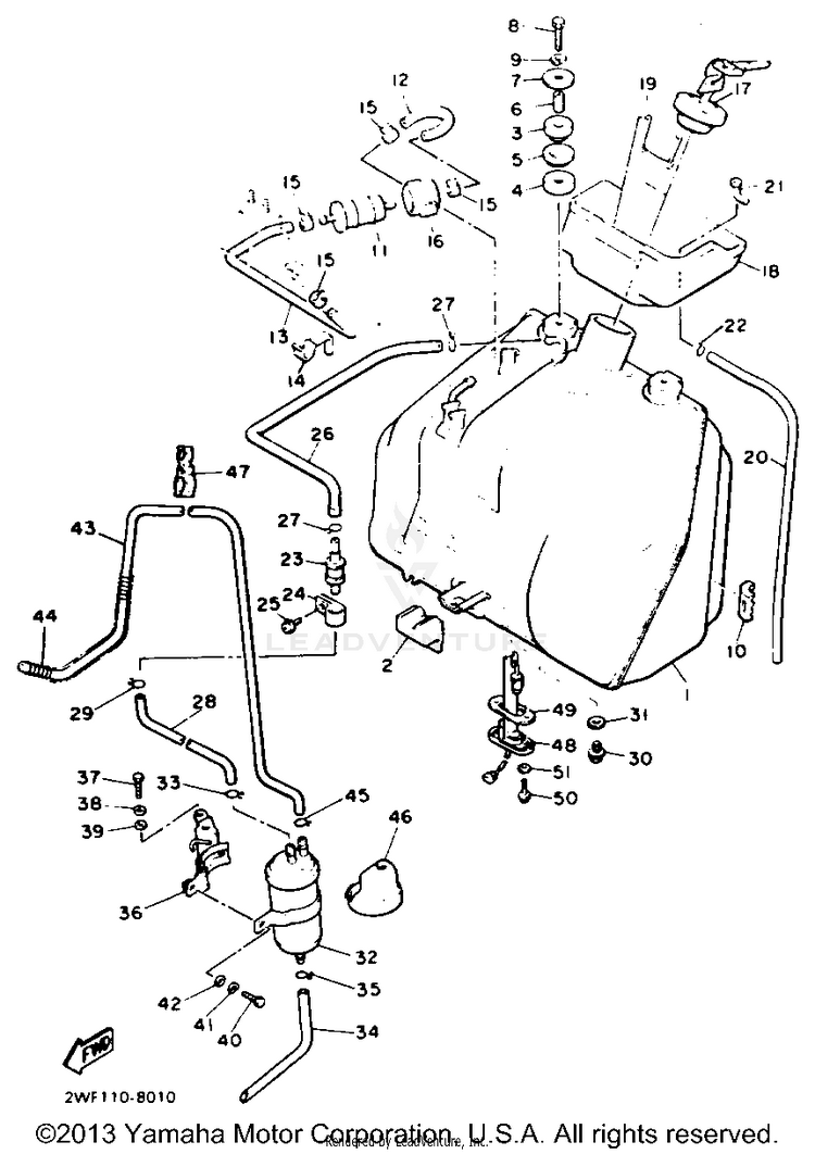 Fuel Tank California Model Only Schematic