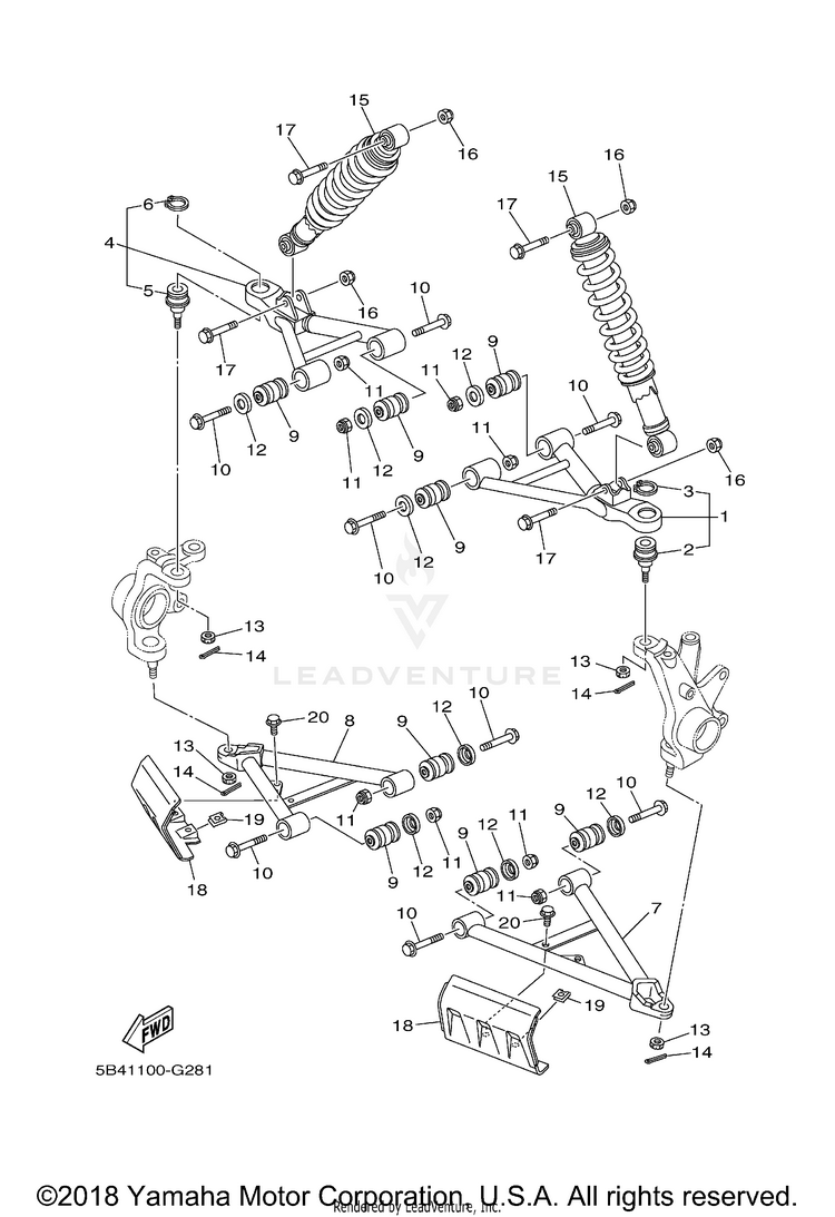 Front Suspension Wheel RHINO 700 - YXR7FBGR - 2012 Schematic