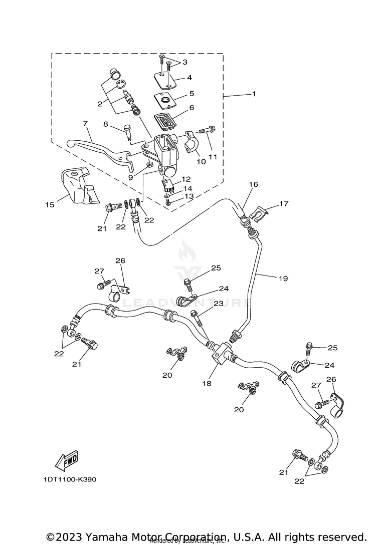Front Master Cylinder GRIZZLY 550 4WD - YFM5FGAGR - 2011 Schematic