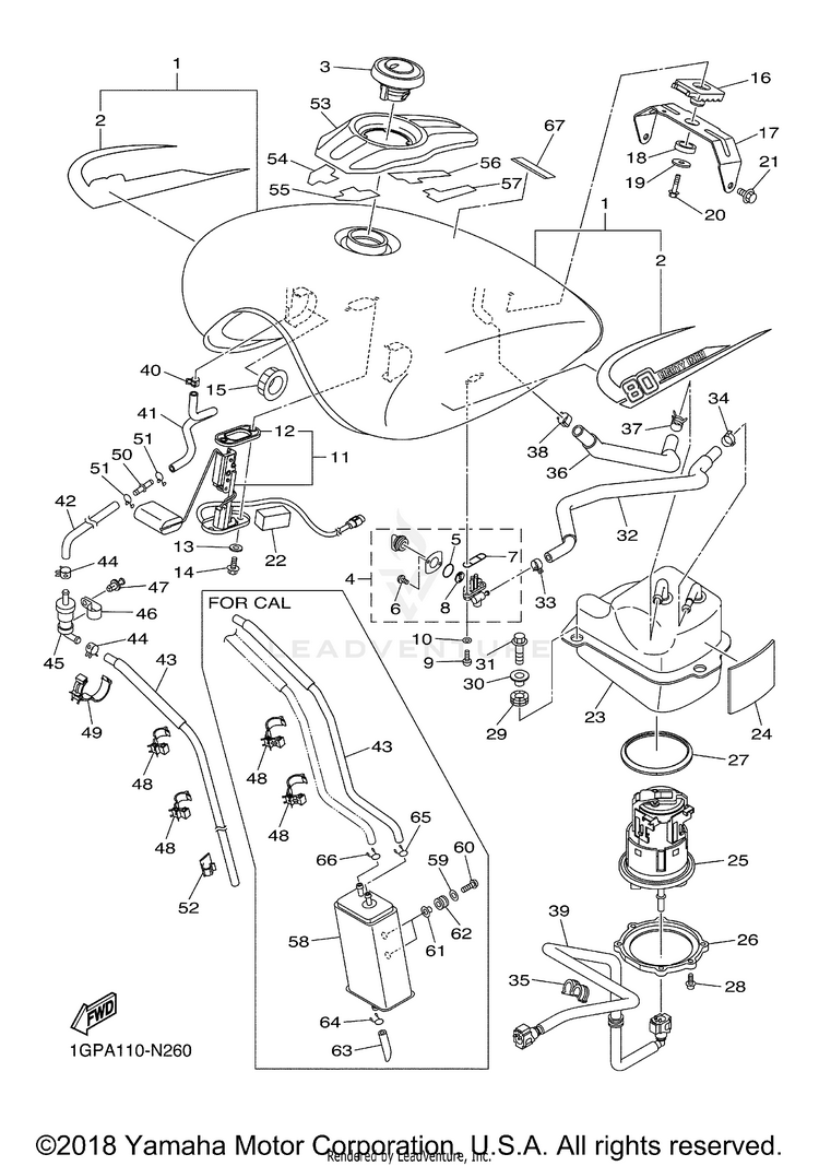 Fuel Tank STRYKER - XVS13CECGY - 2014 Schematic