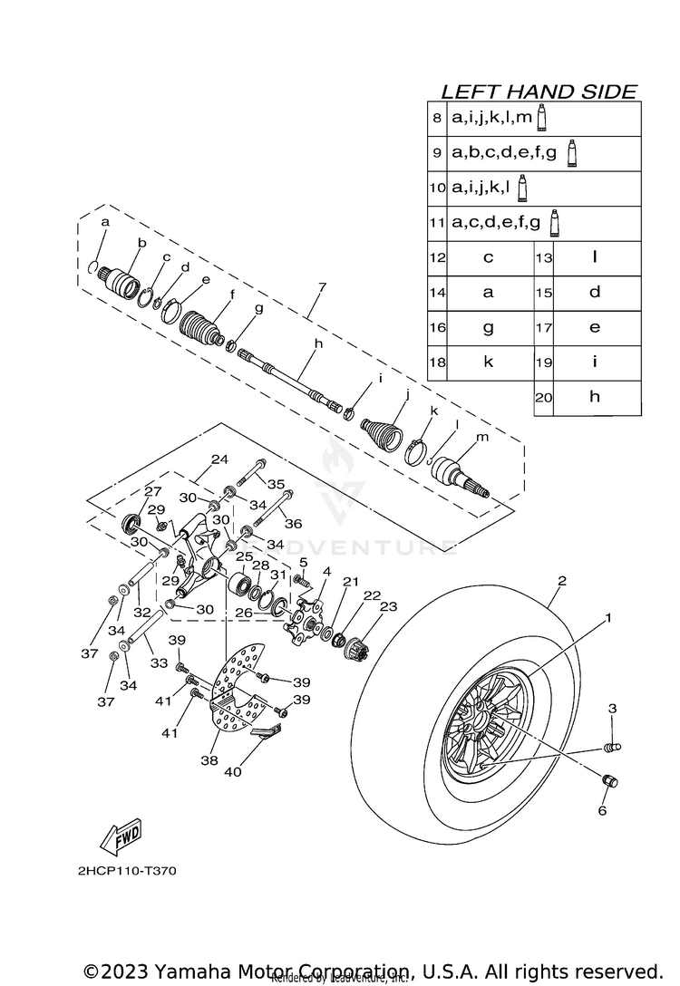 Rear Wheel YXZ100R EPS SS - YXZ10YEXJD - 2018 Schematic
