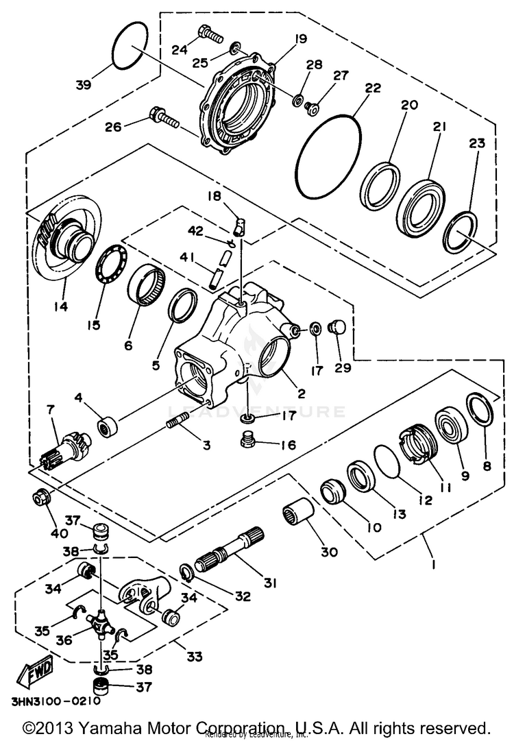 Drive Shaft BIG BEAR 2WD - YFM350UH - 1996 Schematic