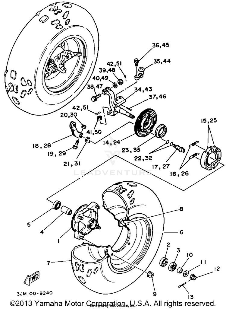 Front Wheel BLASTER - YFS200D - 1992 Schematic
