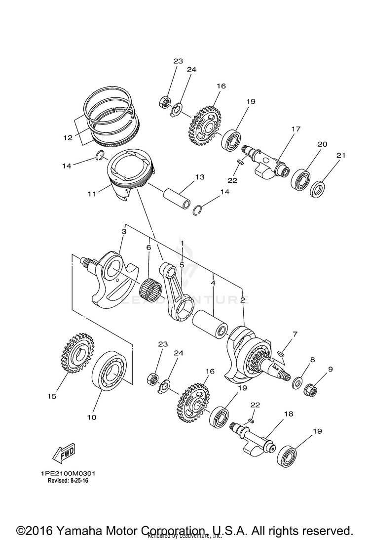 Crankshaft Piston RAPTOR 700 - YFM700REL - 2014 Schematic