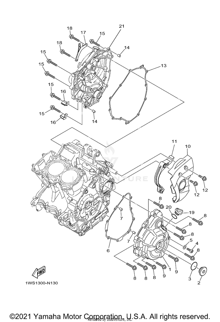 Crankcase Cover 1 FZ07 - FZ07FCGY - 2015 Schematic